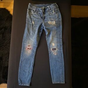 G-Star Raw D-Staq Mid Skinny Jeans - Dark Blue 26x30 distressed